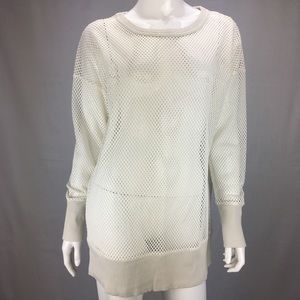 Banana Republic ivory Fishnet Top Long Sleeve Knit